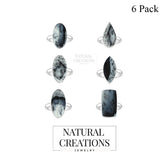 Natural Dendritic Opal Rings for Women in Sterling Silver (Pack of 6, Bezel-Set)